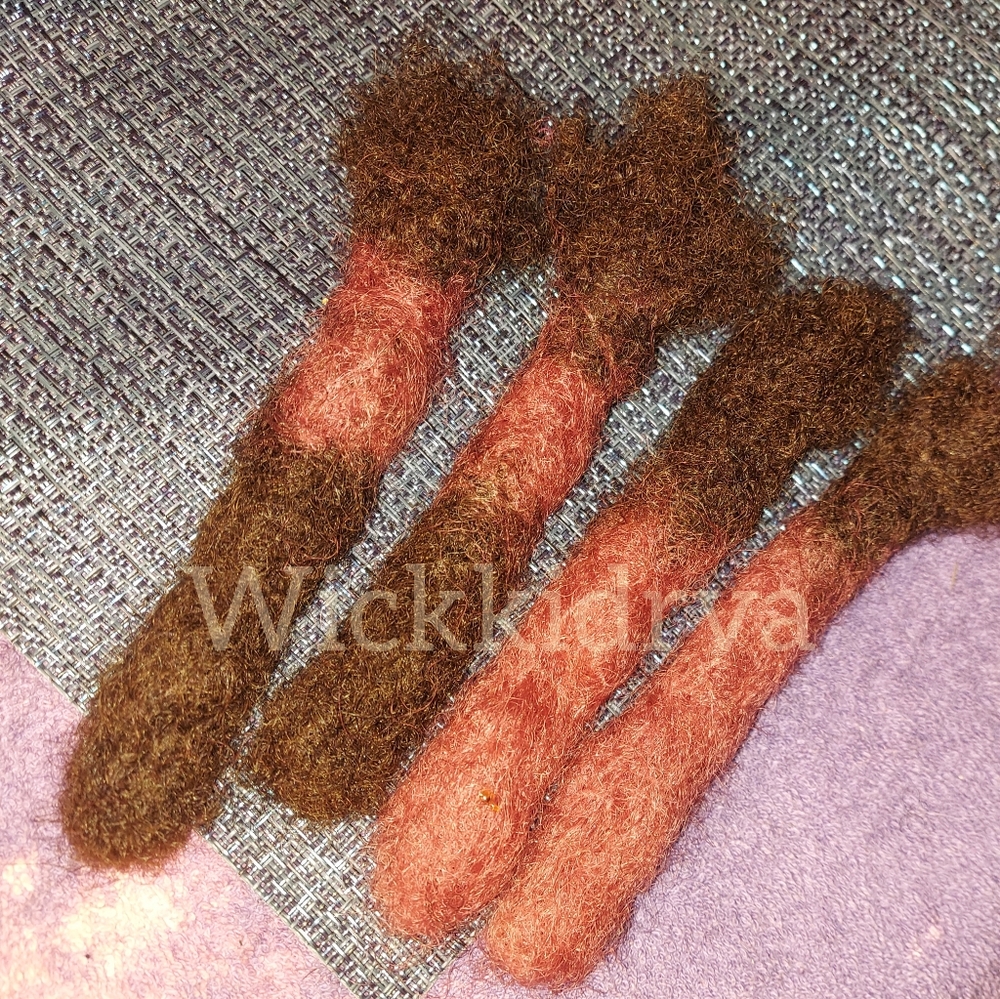 Human Hair Wicks Colored Strawberry Pink and chocolate